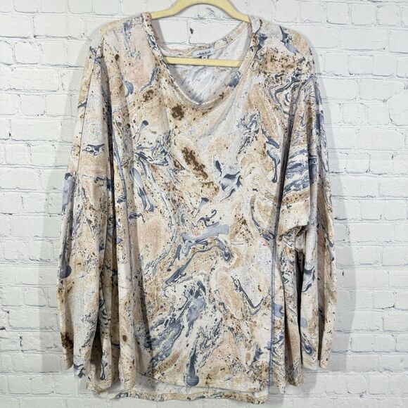 White Birch Tunic Women Plus 3X Soft Multicolor Soft Abstract Art to Wear Blouse - Picture 1 of 11